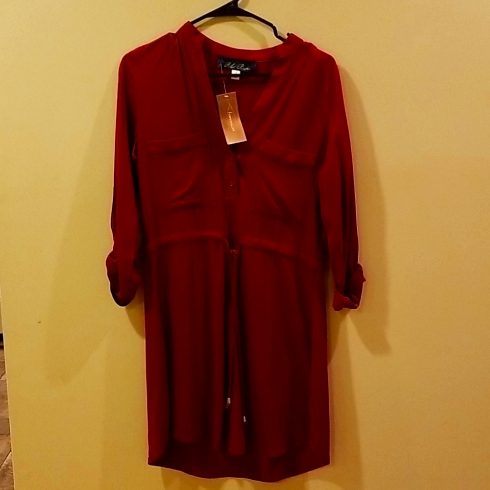 Wine colored casual blue rain dress